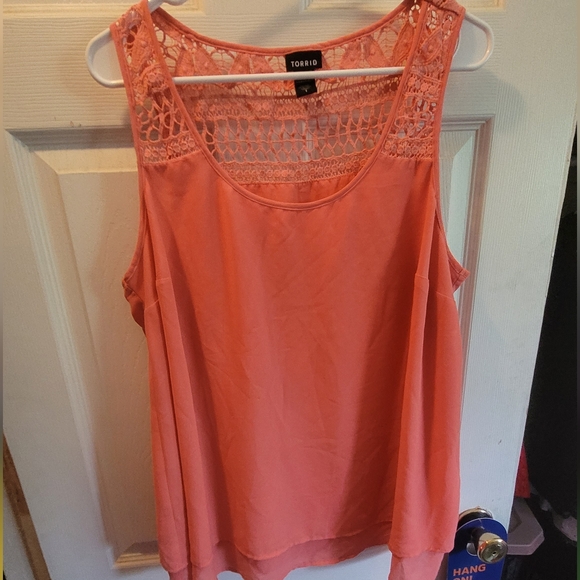torrid Tops - Torrid Coral Lace Detail Women's Top